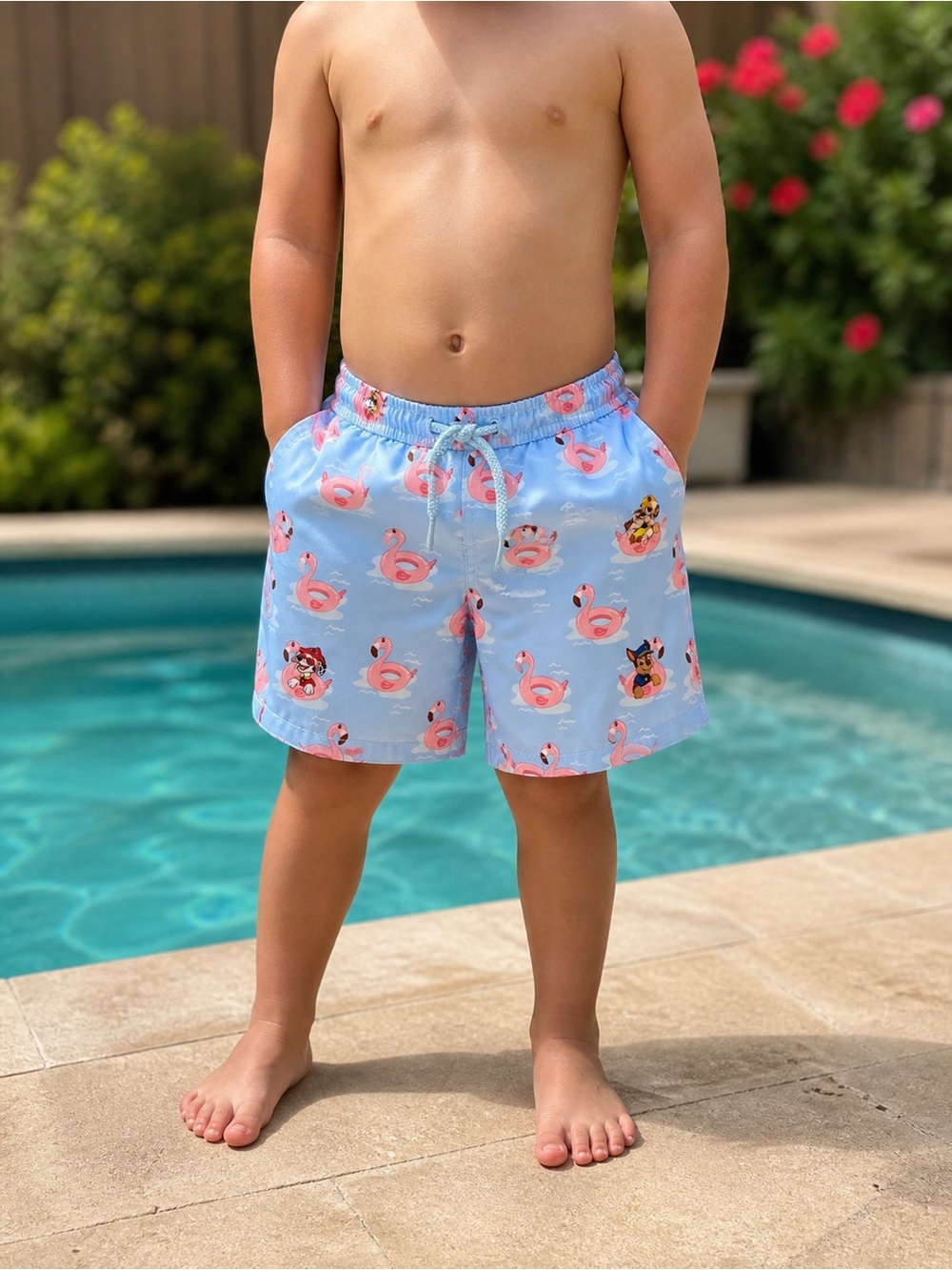 Nickelodeon Paw Patrol Swim Trunks Boys 4T Flamingo Pool Shorts Blue Summer